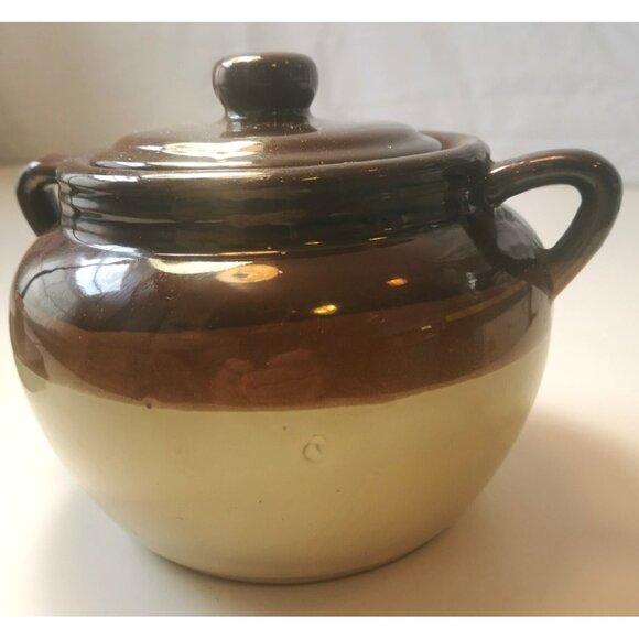 Crock Stoneware Bean Pot Vintage Double Handle Made in Taiwan Heavy Duty 1.09KG - Picture 1 of 9